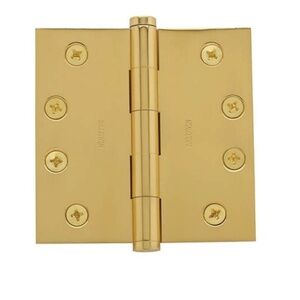 BALDWIN HARDWARE Square Corner Door Hinges 4" x 4" Polished Brass 1040-030 Set